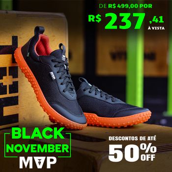 Tênis MVP Barefoot - Preto Tangerina - MVP Fitness - Loja Oficial