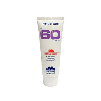 PROTETOR SOLAR FPS 60 UVA 120 ML MAVARO - Loja Neobetel EPI