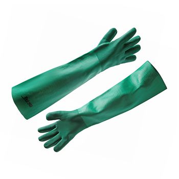 LUVA DE PVC COM FORRO E PALMA ÁSPERA VERDE 60CM - Loja Neobetel EPI