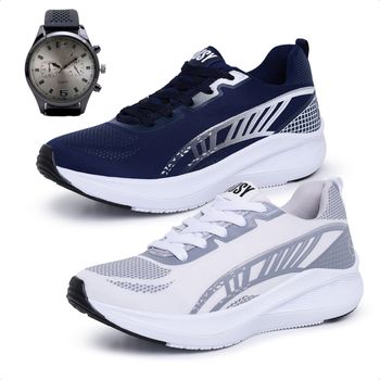Kit 2 Pares Tênis Masculino Esportivo+Relógio - Ousy