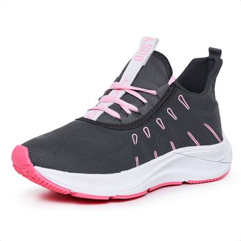 Tênis Feminino Confort Cinza e Rosa - Ousy