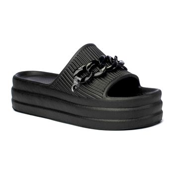 Chinelo Slide Nuvem Feminino Sandália Papete Tamanco Flat Corrente EVA Sola Alta Plataforma Ortopédi... - Ousy Shoes