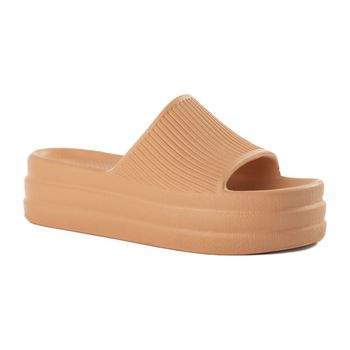 Chinelo Slide Tamanco Feminino Nuvem EVA Sola Alta Flat Plataforma Ortopédico Leve Caramelo - Ousy Shoes