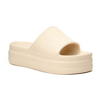 Chinelo Slide Tamanco Feminino Nuvem EVA Sola Alta Flat Plataforma Ortopédico Leve Off White - Ousy Shoes