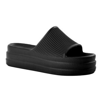 Chinelo Slide Tamanco Feminino Nuvem EVA Sola Alta Flat Plataforma Ortopédico Leve Preto - Ousy Shoes