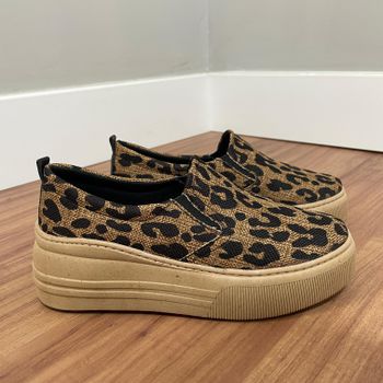 Slip On Barbara - Tecido Onça - B210 - Outlet Banana Rosa