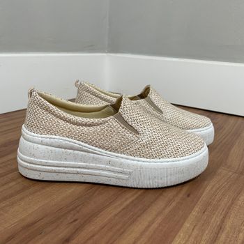 Slip On Malu - Tecido Palha - B482 - Outlet Banana Rosa