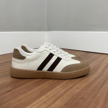 Tênis Maitê Off White/Café - B616 - Outlet Banana Rosa