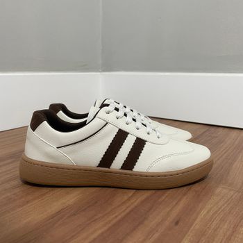 Tênis Rafa Off White/Café - B619 - Outlet Banana Rosa