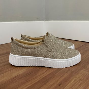 Slip On Chloe - Brilho Champagne (SOLA BAIXA) - B... - Outlet Banana Rosa