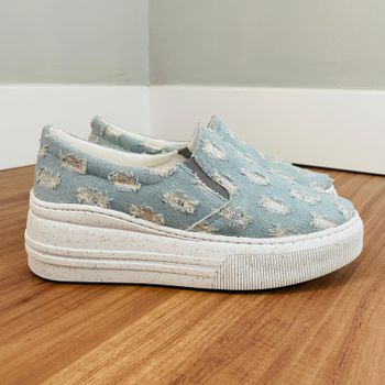 Slip On Lívia - Jeans/Glitter Prata - B638 - Outlet Banana Rosa