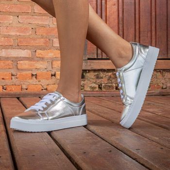 Tênis Casual Vegano Premium Floater Metalizado Prata 2021 - 185 - PDK FOOTWEAR