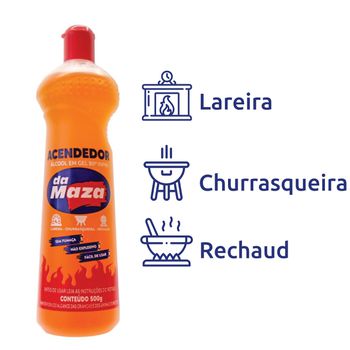 MAZA ALCOOL EM GEL 80° INPM ACENDEDOR 500G - PinteDecore
