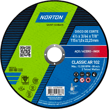 Disco De Corte Fino Classic Ar102 - Norton - PinteDecore