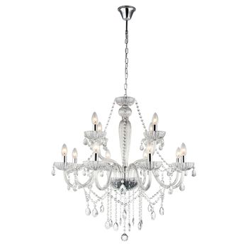 Pendente Anjou Cromado / Transparente 12xe14 Vela ... - PinteDecore