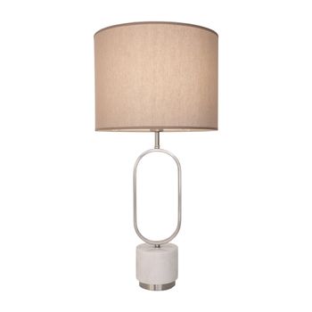 Abajur Ovale Niquel / Branco 1xe27 Bulbo Max 40w (... - PinteDecore