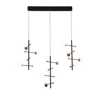 Pendente Fuxico Preto / Dourado 12xled 3w - PinteDecore