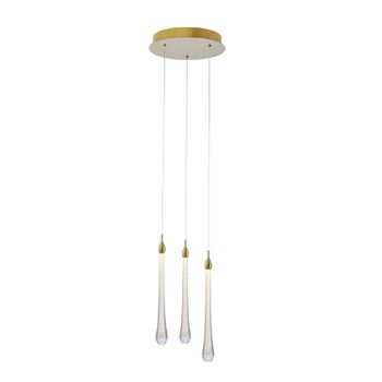 Pendente Goccia Dourado / Transparente 3xled 3w - PinteDecore