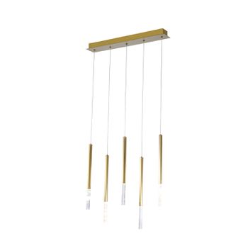 Pendente Pétra Dourado / Transparente 5xled 3w - PinteDecore