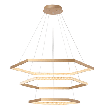 Pendente Hex Dourado / Transparente 3xled 3+4+5w - PinteDecore