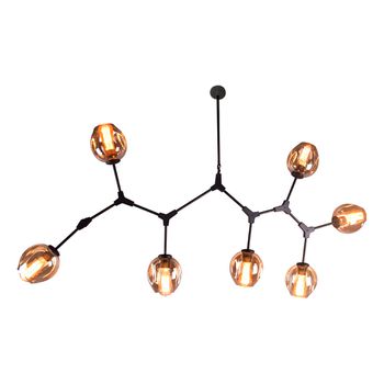 Pendente Orbe Preto / Champanhe 7xe27 Bulbo Max 40 - PinteDecore