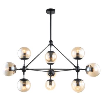 Pendente Orbe Preto / Champanhe 10xe27 Bolinha Max... - PinteDecore