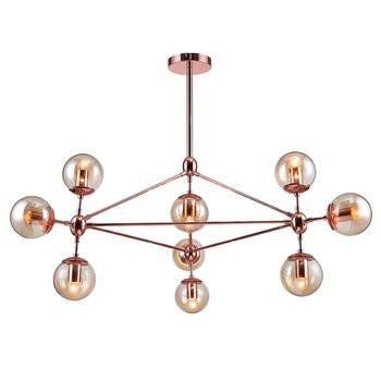 Pendente Orbe Cobre / Champanhe 10xe27 Bolinha Max... - PinteDecore