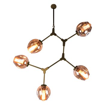 Pendente Orbe Dourado / Champanhe 5xe27 Bulbo Max ... - PinteDecore