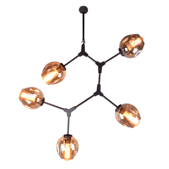 Pendente Orbe Preto / Champanhe 5xe27 Bulbo Max 40 - PinteDecore