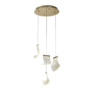 Pendente Onda Dourado / Transparente 4xled 2,5w - PinteDecore