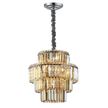 Pendente Hera Cromado / Conhaque 10xe14 Vela Max 4... - PinteDecore