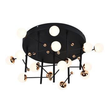 Plafon Fuxico Preto / Dourado 15xled 3w - PinteDecore