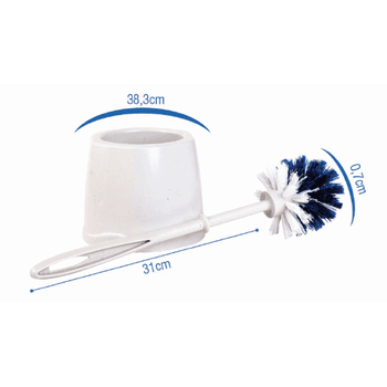 Escova Sanitaria C/ Pote Branca e Azul Maza - PinteDecore