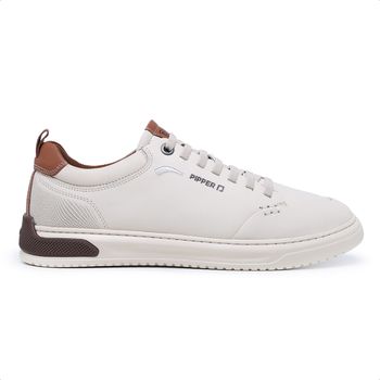 Tênis Casual Pipper Emold em Couro Napa Soft Off White Havana - VeryComfyShop