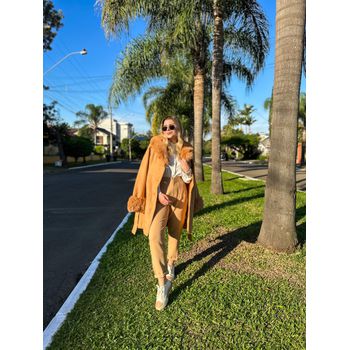 Sobretudo Penelope Lã Batida Bege