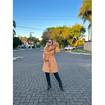 Sobretudo Penelope Lã Batida Bege