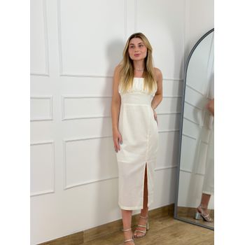 Vestido Midi Linho Off White
