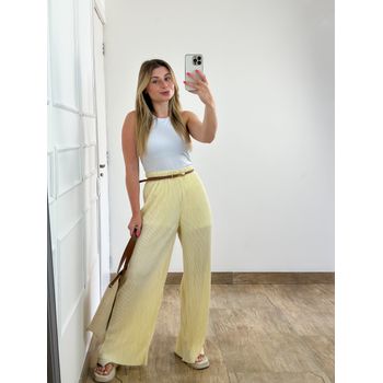 Calça Plissada Champagne