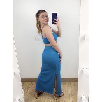 Vestido Canelado Azul