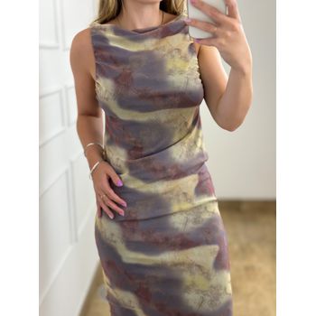 Vestido Midi Tule Mesclado