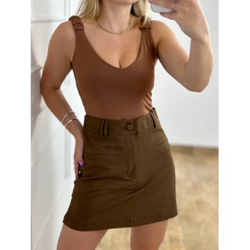 Short Saia Alfaiataria Marrom