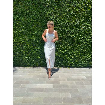 Conjunto Saia Midi E Cropped Branco
