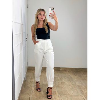 Calça Cenoura Alfaiataria Off White
