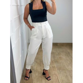 Calça Cenoura Alfaiataria Off White