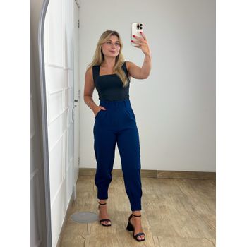 Calça Cenoura Alfaiataria Azul Marinho