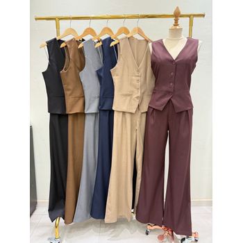 Conjunto Alfaiataria Calça e Colete Marrom