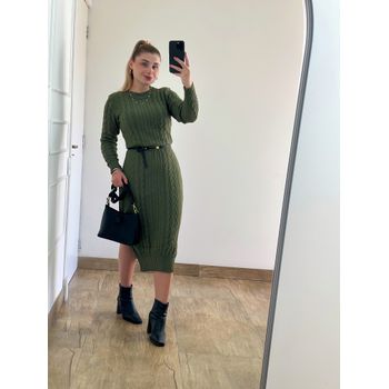 Vestido Tricot Janine Verde Militar