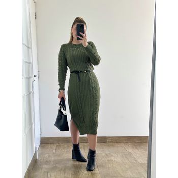 Vestido Tricot Janine Verde Militar