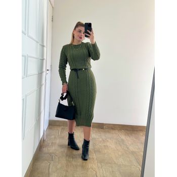 Vestido Tricot Janine Verde Militar