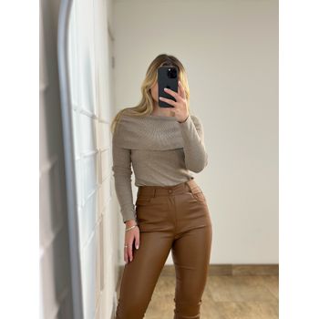 Blusa Modal Ombro a Ombro Bege